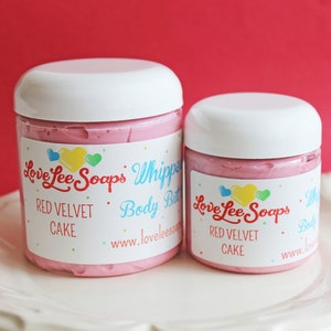 Whipped Body Butter Red Velvet Cake - Body Frosting, Cupcake, Lotion, Whipped Lotion, Moisturizing, Bridal Shower, Party Favor, Gift For Her