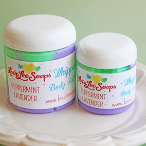 Whipped Body Butter Peppermint Lavender - Body Lotion, Moisturizing, Lavender Lotion, Party Favors, Whipped Lotion, Skin Care, Mint Lotion