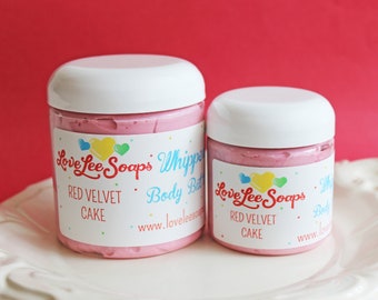 Whipped Body Butter Red Velvet Cake - Body Frosting, Cupcake, Lotion, Whipped Lotion, Moisturizing, Bridal Shower, Party Favor, Gift For Her