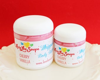 Whipped Body Butter Cherry Vanilla - Body Lotion, Whipped Lotion, Body Frosting, Gift For Her, Gift For Mom, Skin Care, Hand Cream, Vegan