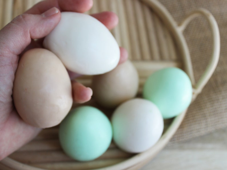 Farm Fresh Egg Soap Set of 3 Egg Soap, Baby Shower Favors, Animal Soap, Oatmeal Milk and Honey, Stocking Stuffer, Farm Gift, Chicken Soap image 3