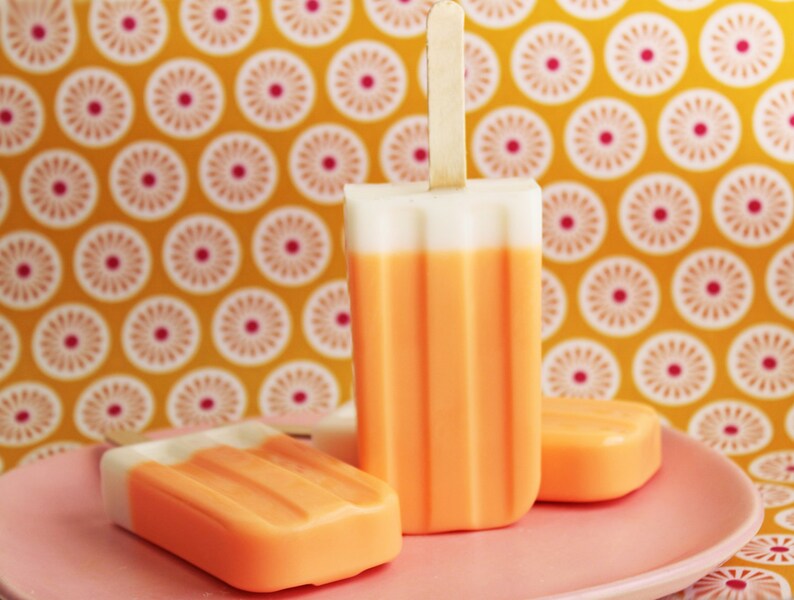 Soap Pop Dreamy Soapy pop, Ice Pop Soap, Ice Cream Soap, Orange Soap, Vanilla Soap, Kids Soap, Soap Favors, Summertime Soap image 4