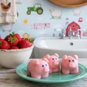 Pig Soap: Strawberry Scented, Kids Bath Soap, Farm Animal Favor