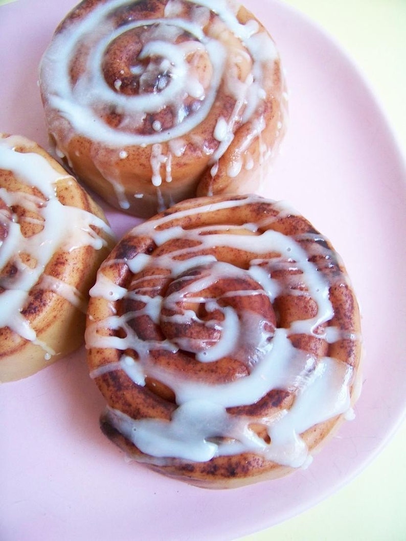 Cinnamon Roll Soap Cinnamon Bun Soap, Iced Cinnamon Bun, Dessert Soap, Fake Food Soap, Baby Shower, Soap Favors, Bun in the Oven Soap image 3