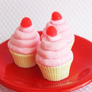 Cupcake Soap Jumbo Raspberry Creme Cake Soap, Raspberry Soap, Fruit Soap, Sweet Soap, Prank Soap, Fake Food Soap, Party Favor, Soap Favors image 1