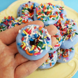 Doughnut Soap Mini Sprinkle Set Blueberry Scented, Sprinkle Soaps, Mini Set, Party Favors, Kids Soap, Donut soap, Baby Shower Favors, Kid image 4