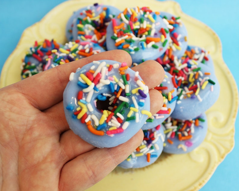 Doughnut Soap Mini Sprinkle Set Blueberry Scented, Sprinkle Soaps, Mini Set, Party Favors, Kids Soap, Donut soap, Baby Shower Favors, Kid image 4