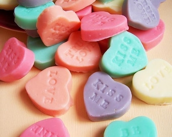 Sweet Conversation Candy Heart Soaps - Valentine, Heart Soaps, Candy Soaps, Sweetheart, Strawberry Scent, Soap Favors, Valentine's Day, Love