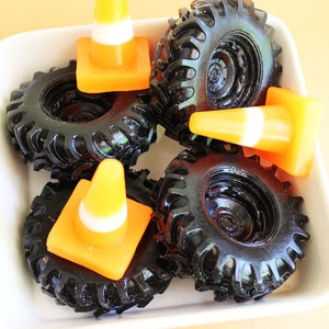 Construction Soap Set: Tire & Cone, Black Cherry Scented Favors