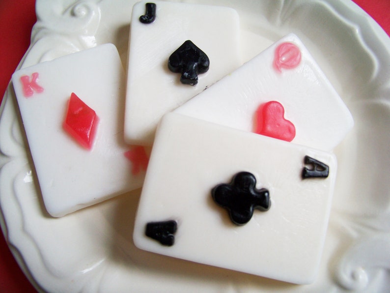 Playing Cards Soap Set Deck of Cards Soap, Poker Soap, Soap Favors, Vegas Soap, Jackpot Soap, Ace of Spades, Gift For Him, Poker Gift image 1