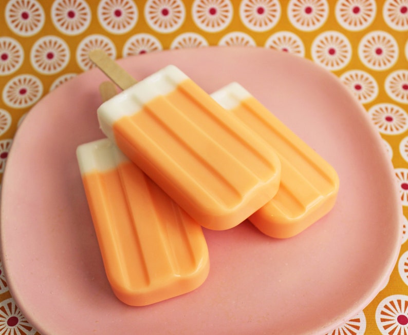 Soap Pop Dreamy Soapy pop, Ice Pop Soap, Ice Cream Soap, Orange Soap, Vanilla Soap, Kids Soap, Soap Favors, Summertime Soap image 2