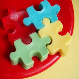 Jigsaw Puzzle Soap Set Soap Favors, Kids Soap, Watermelon Soap, Novelty Soap, Teacher Gift, School Favors, Autism Awareness Soap, Vegan image 2