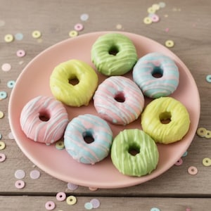 Mini Donut Seife Gastgeschenke: Erdbeer Duft Pastell Seife, 4er Set