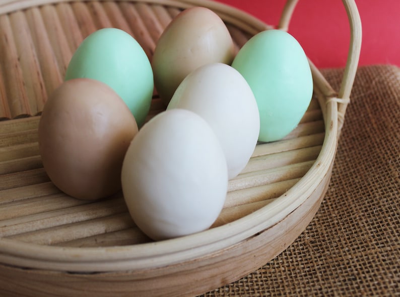 Farm Fresh Egg Soap Set of 3 Egg Soap, Baby Shower Favors, Animal Soap, Oatmeal Milk and Honey, Stocking Stuffer, Farm Gift, Chicken Soap image 2