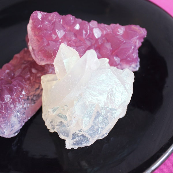 Amethyst Crystal Quartz Lavender Soap Set - Gemstone Soap, Stone, Healing, Soap Bar, Rock Soap, Gift For Her, Party Favors, Novelty Soap