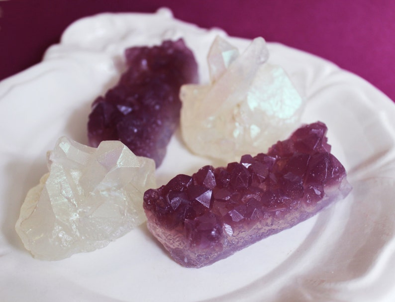 Amethyst Crystal Quartz Lavender Soap Set Gemstone Soap, Stone, Healing, Soap Bar, Rock Soap, Gift For Her, Party Favors, Novelty Soap image 3