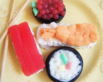 Sushi Soap Set - Cucumber Melon, Food Soap, Gag Gift, Shrimp Soap, California Roll, Salmon Roe, Novelty Soap, Fake Food Soap, Sashim, Soap