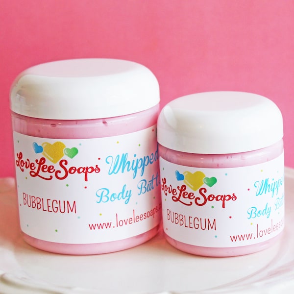 Whipped Body Butter Bubblegum - Body Lotion, Whipped Lotion, Body Frosting, Gift For Her, Gift For Mom, LoveLeeSoap, Vegan, Candy Lotion