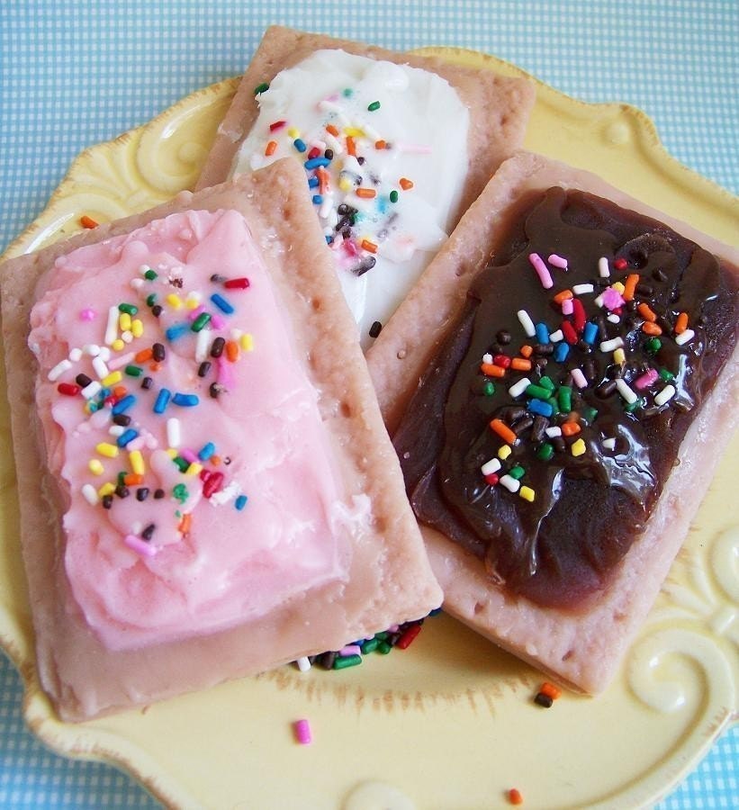 Toaster Gebäckseife - Erdbeere, Schokolade, Vanille, Pop-Törten-Seife Kinderseife, Teen Geschenk, Poptart-Seife, Streuseife, Realistische Essseife