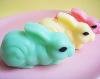 Easter Bunny Soap Set - Pastel, Rabbit Kids Soap, Easter Basket, Spring, Strawberry Scented, Gift For Her, Teacher Gift, Teen Gift, Happy