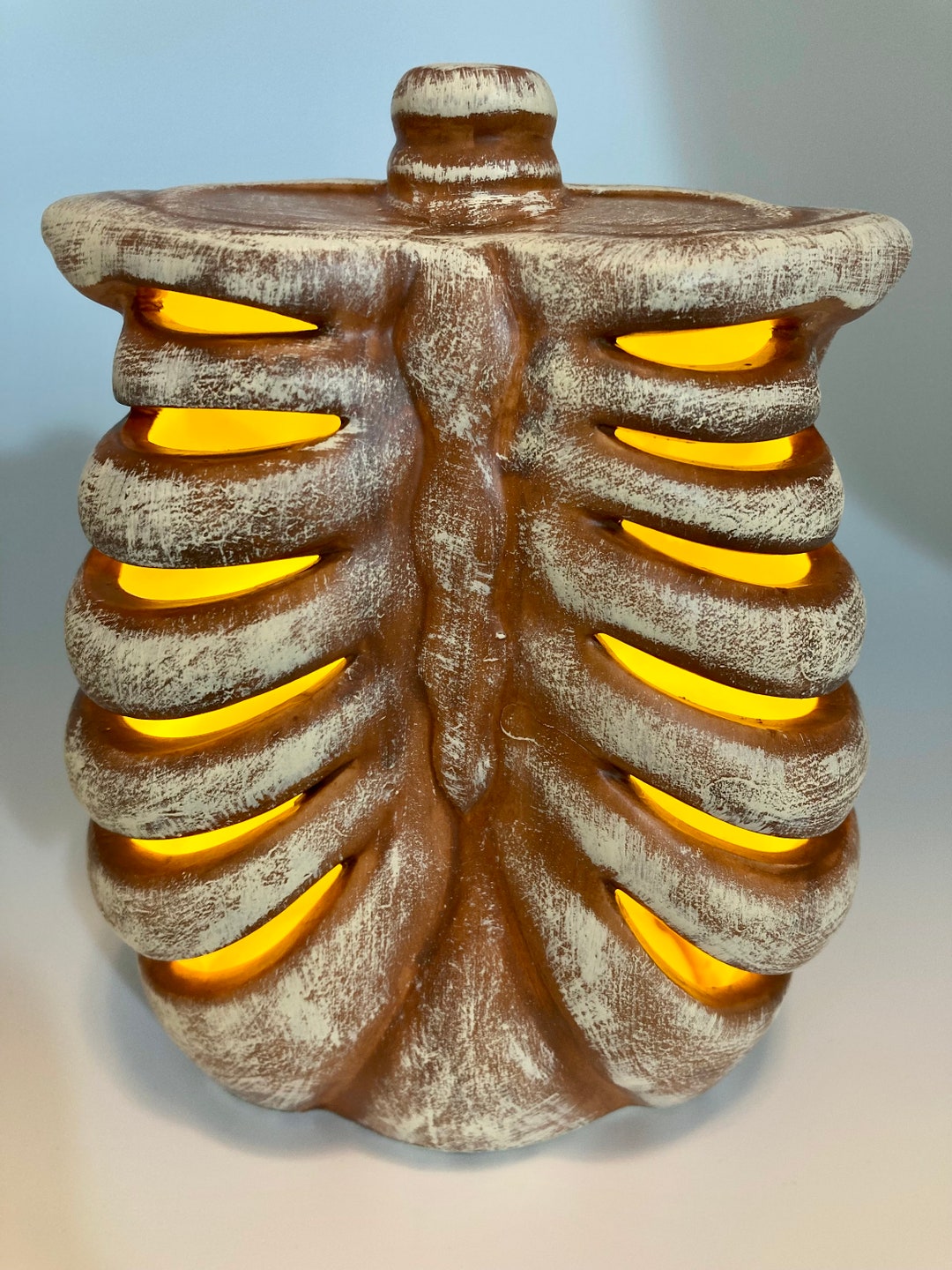 Led Light Rib Top View 6.5 LED Ceramic Rib Cage / Lights up / Hand Painted Aged Look - Etsy
