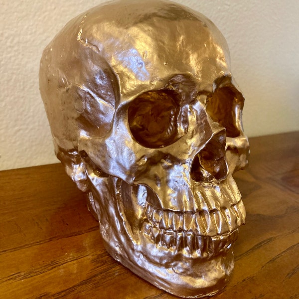 5.5" Gold Resin Skull / Hand Painted Decor