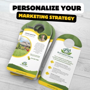 Door Hanger Template for Lawn Care Services, Customizable Landscaping Door Hanger, Editable Front and Back Lawncare Marketing Template