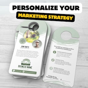Door Hanger Template for Lawn Care Services, Customizable Landscaping Door Hanger, Editable Front and Back Lawncare Marketing Template