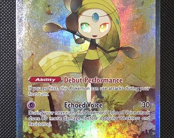Proxy - Black & White Mythical - Meloetta EX Full Art Rare - Special Art  [167/086] Textured Holographic Print ENG - Etsy