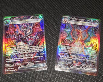 Proxy/Replica - Obsidian Flames - Charizard ex Darkness 2-Cards | Special Illustration Rare 223 & Hyper Rare Gold Secret 228 Premium Texture