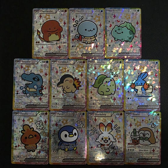 Proxy - Chibi Pokémon Master Set 55-Card Deck | Custom Adorable "Derpy" Art | Prismatic Holographic