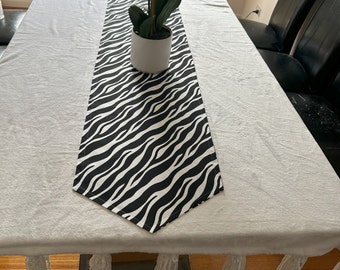 Zebra Table Runner - Black and White Table Runner - Double Layered Table Runner