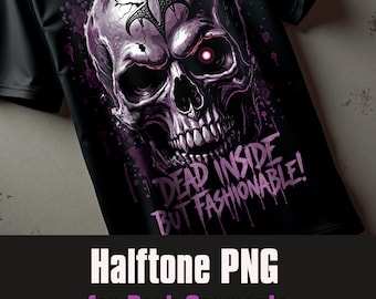 Pink Skull Halftone PNG | Gothic Dark Apparel Print (Digital Download)