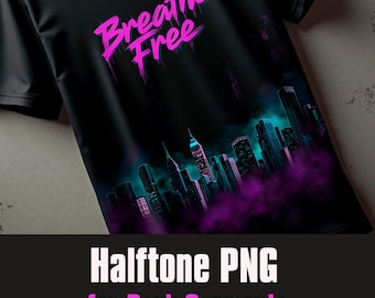 Breathe Free Gothic Halftone PNG | Dark Apparel DTF DTG Print (Digital Download)