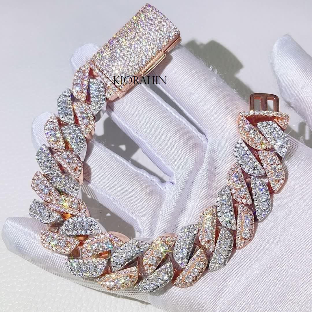 VVS Moissanite Cuban Link Bracelet for Men – 16 Carat Iced Out Hip Hop Jewelry | Heavy 80g Bling Chain | 925 Silver Look
