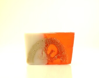 Handmade soap with loofah, Japanese rose 100g