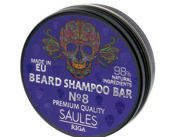 Natural Beard shampoo bar No.8 in aluminum jar 60g