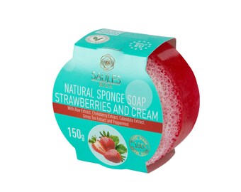 Savon éponge naturel - Fraises et crème 150 g