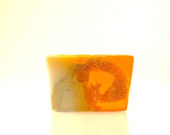 Handmade soap with loofah, Orange with yogurt 100g