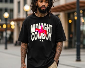 MIDNIGHT COWBOY - MEN&#39;S organic oversized high neck t-shirt