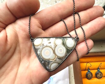 ocean jasper and sterling silver necklace - handmade and one of a kind jewelry