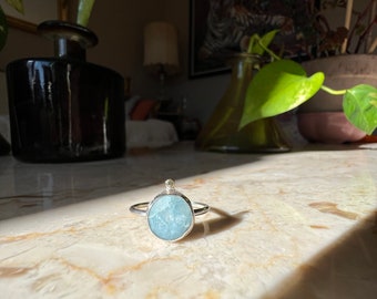 aquamarine and diamond handmade and one of a kind ring