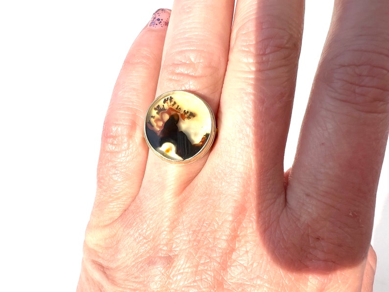 epic dendritic agate ring in 18k gold and sterling silver handmade and one of a kind jewelry image 3