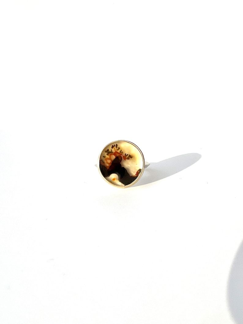 epic dendritic agate ring in 18k gold and sterling silver handmade and one of a kind jewelry image 1