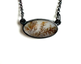 dendritic agate inner growth necklace - handmade and one of a kind jewelry