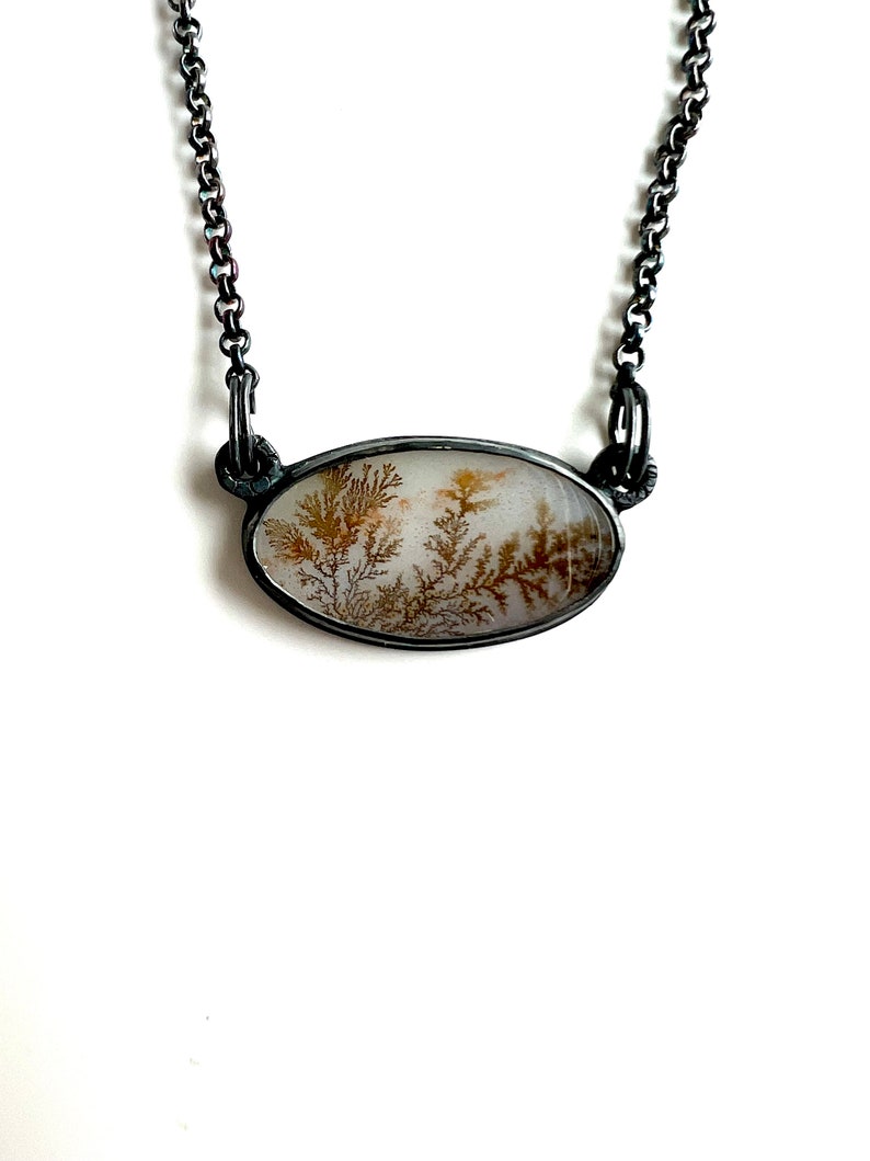 dendritic agate inner growth necklace handmade and one of a kind jewelry image 1