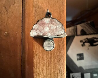 gemstone mushroom charm in sterling silver - handmade one of a kind jewelry