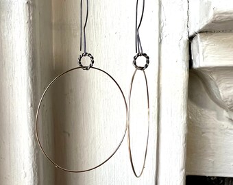 handmade gold and silver hoop earrings - 14k gold hoops with sterling silver earwires