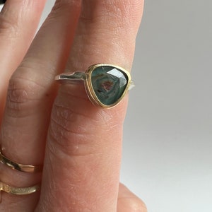 tourmaline solitaire ring 18k gold and sterling silver one of a kind gemstone ring image 4