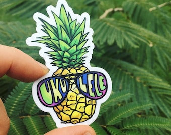 Funky Pineapple Die-Cut Ukulele Sticker